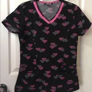Heart soul polka hearts scrub top XS